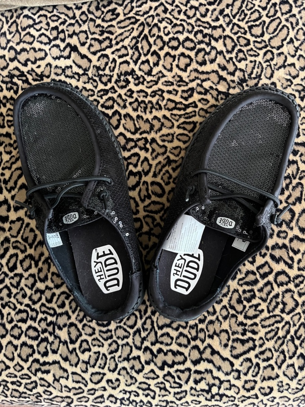 Hey Dude Black Sequin Slip-On Shoes